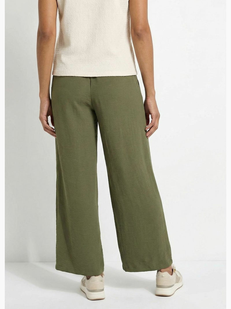 Pantalon large fluide en crêpe - Afibel Kaki - Kiabi