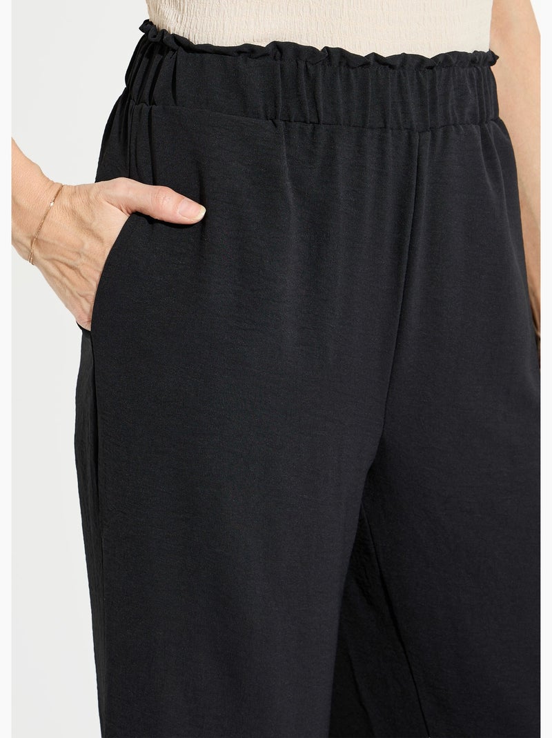 Pantalon large fluide en crêpe - Afibel Noir - Kiabi