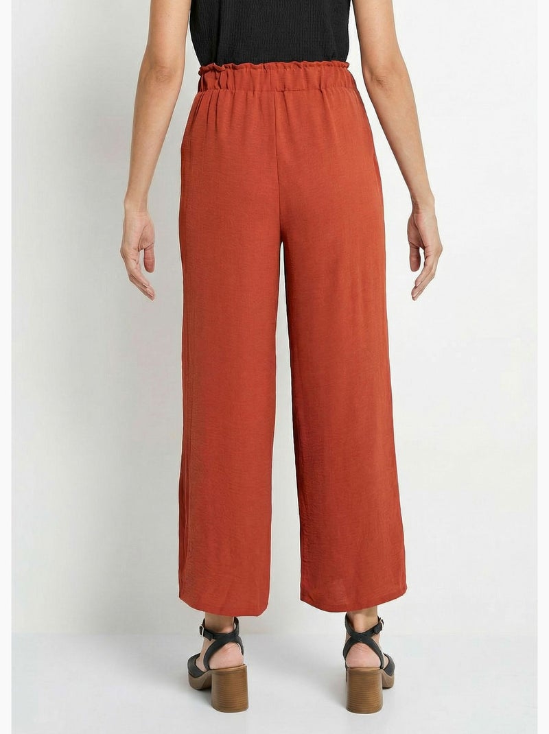 Pantalon large fluide en crêpe - Afibel Terracotta - Kiabi