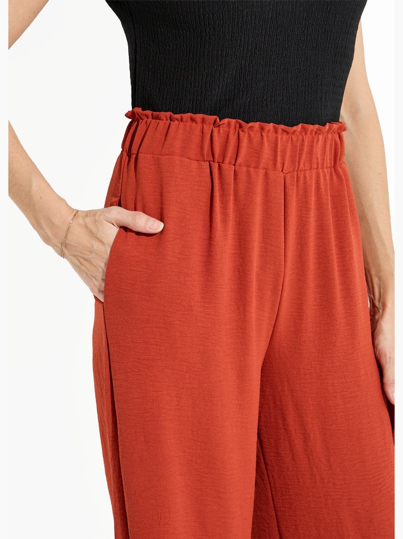Pantalon large fluide en crêpe - Afibel Terracotta - Kiabi
