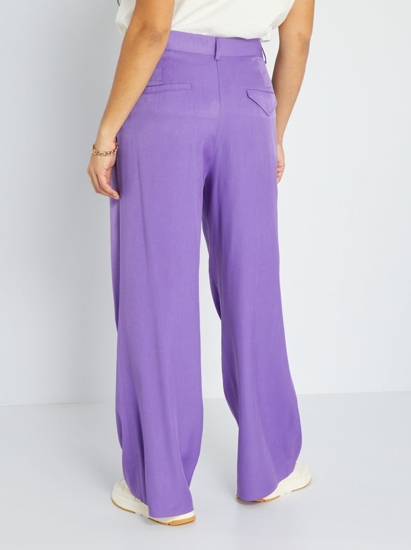 Pantalon large fluide en twill Violet - Kiabi
