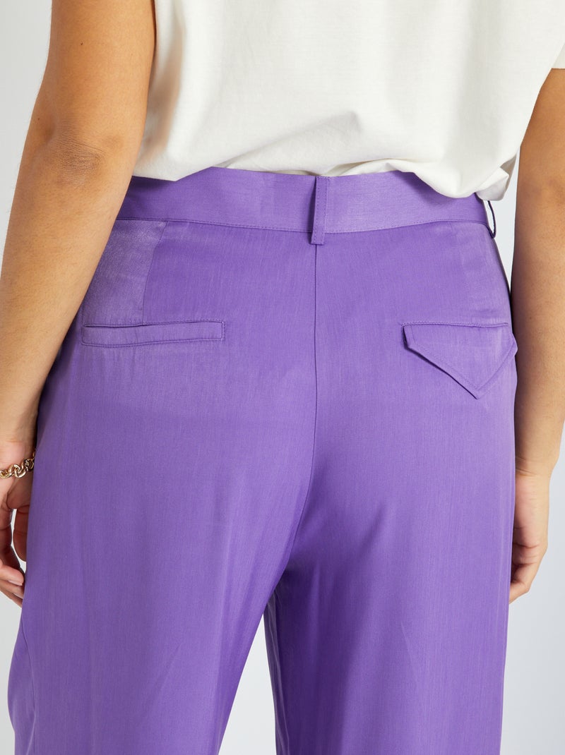 Pantalon large fluide en twill Violet - Kiabi