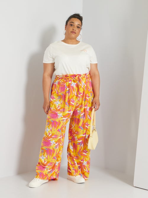 Pantalon large fluide imprimé - Kiabi