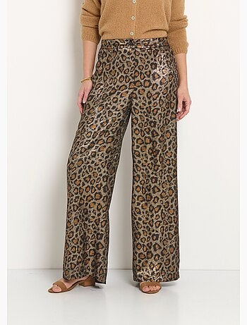 Pantalon large fluide imprimé léopard - afibel