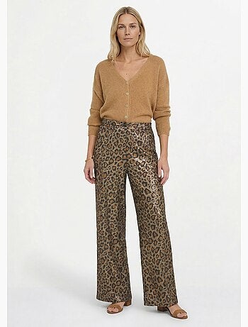 Pantalon large fluide imprimé léopard - afibel