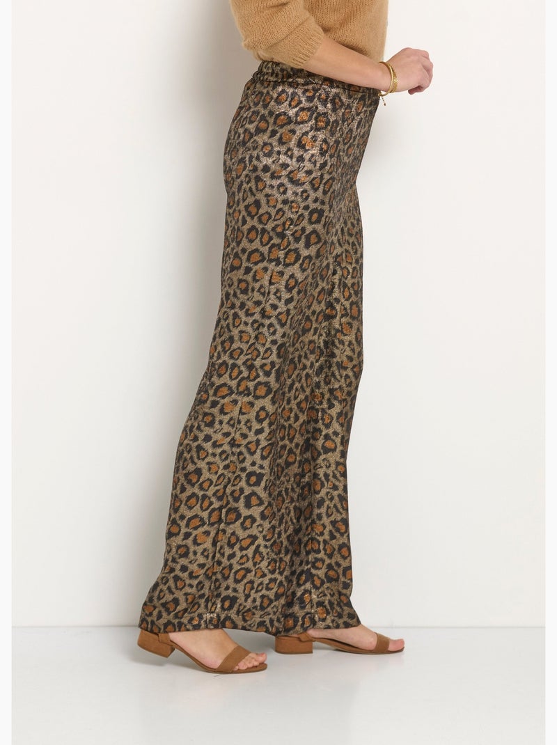 Pantalon large fluide imprimé léopard - afibel Multicolore - Kiabi