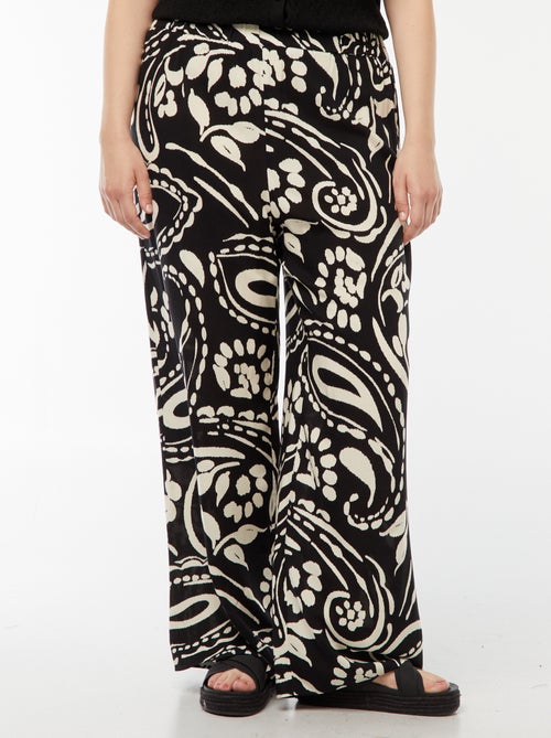 Pantalon large fluide imprimé - Kiabi