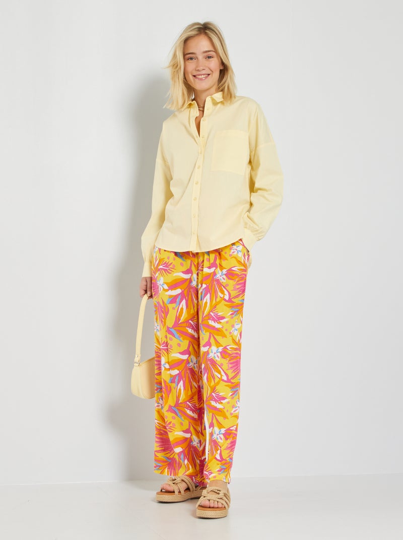 Pantalon large fluide Jaune - Kiabi