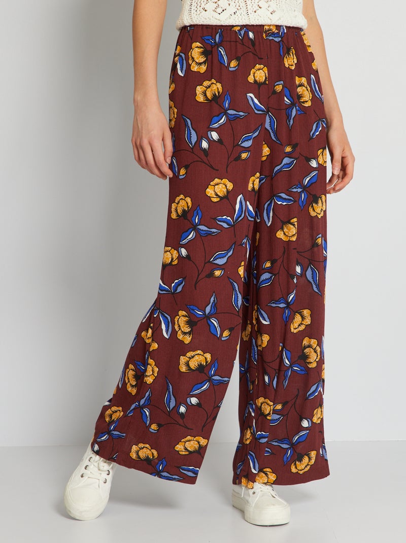 Pantalon large fluide Marron - Kiabi