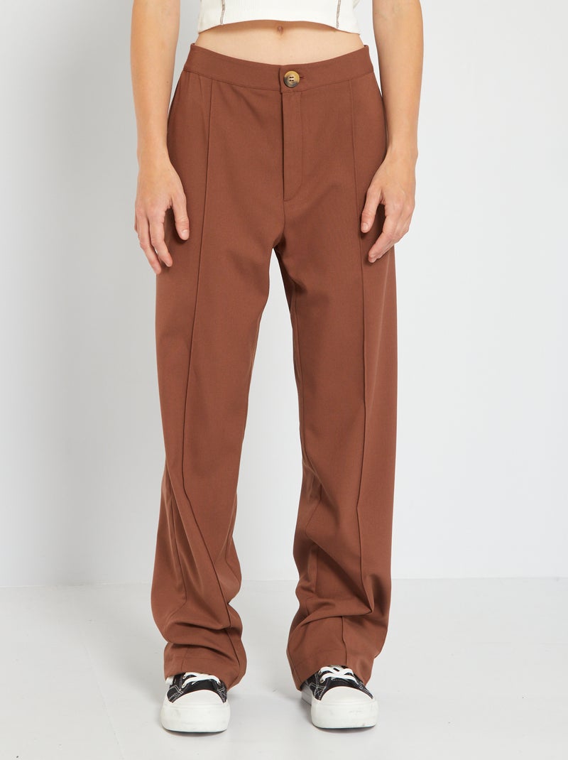 Pantalon large fluide Marron - Kiabi