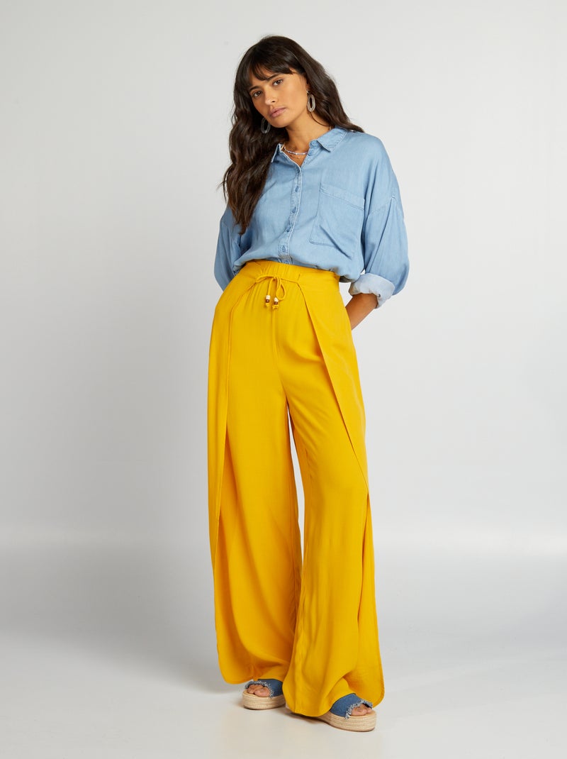 Pantalon large fluide Orange - Kiabi
