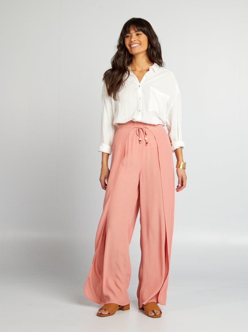 Pantalon large fluide Rose - Kiabi
