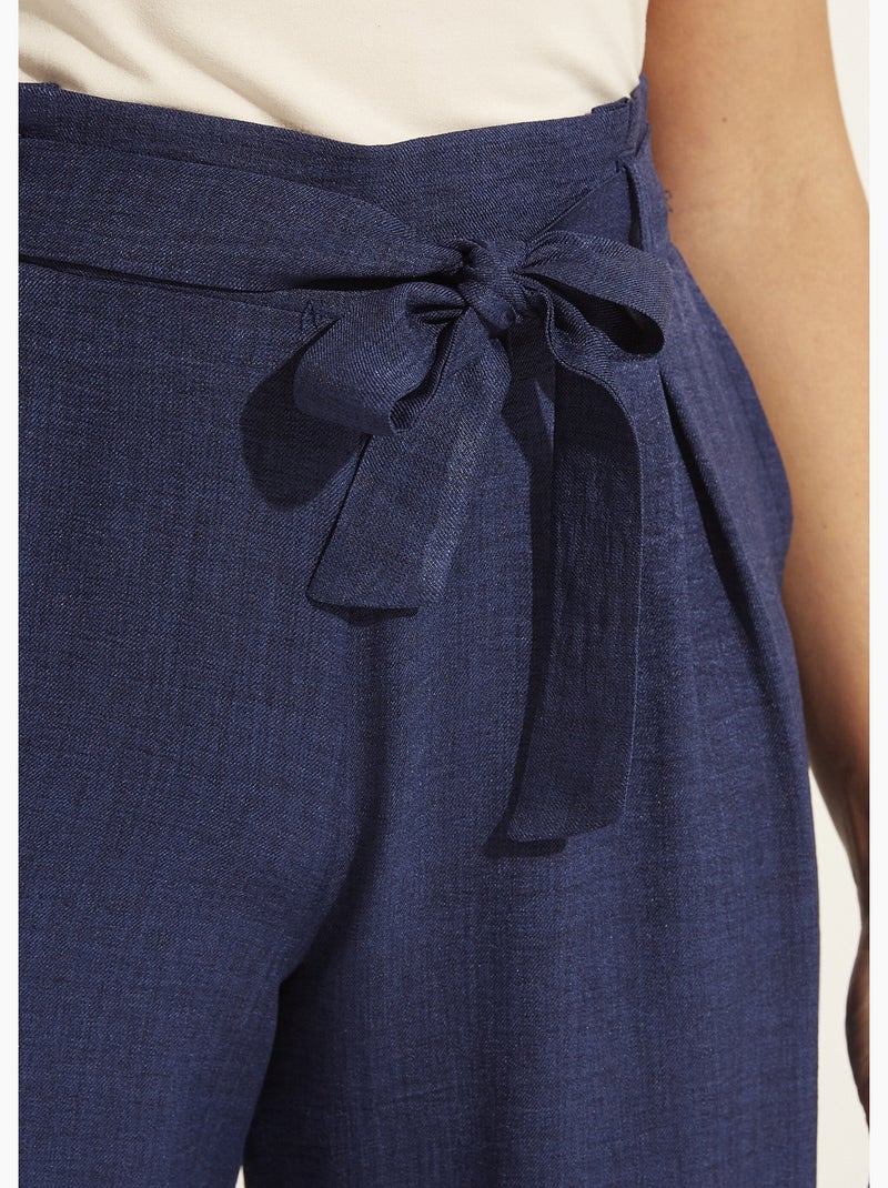 Pantalon large fluide semi élastiqué - afibel Bleu marine - Kiabi