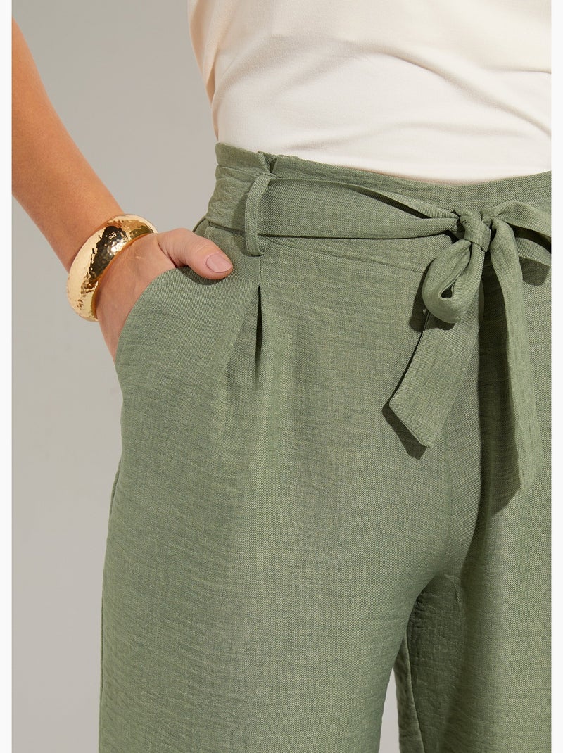 Pantalon large fluide semi élastiqué - afibel Vert - Kiabi