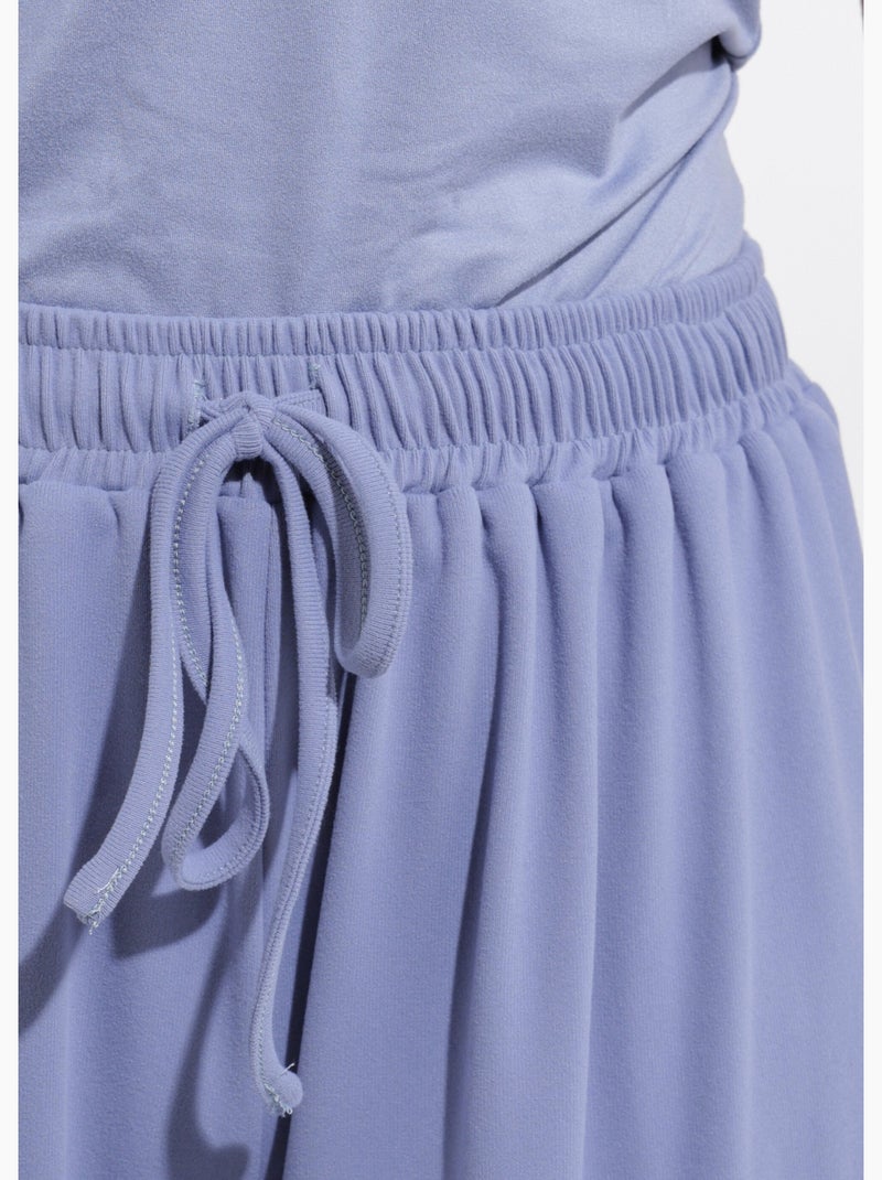 Pantalon large fluide sport taille élastiquée - Afibel Bleu gris - Kiabi