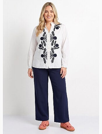 Pantalon large fluide taille élastiquée - afibel
