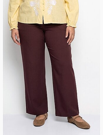 Pantalon large fluide taille élastiquée - afibel