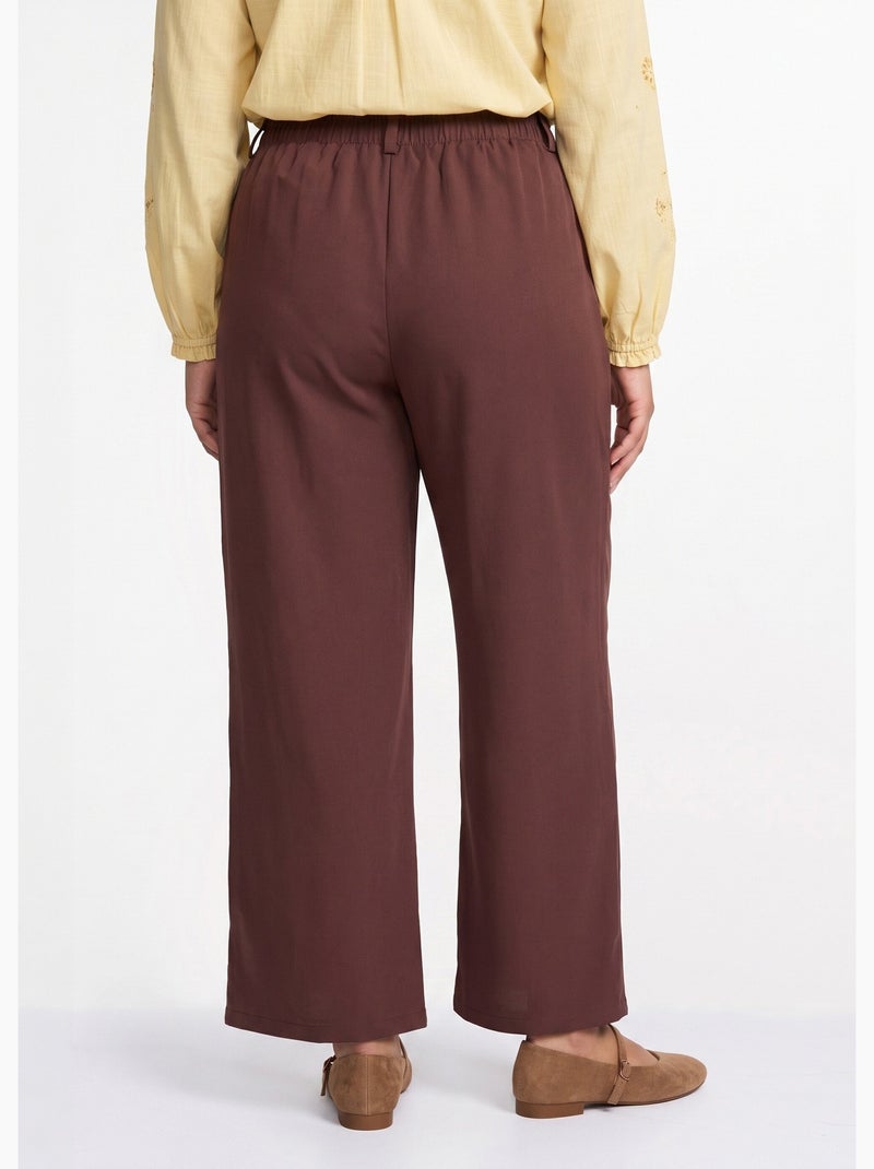 Pantalon large fluide taille élastiquée - afibel Marron chocolat - Kiabi