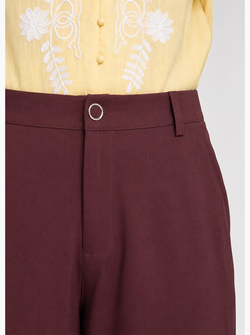 Pantalon large fluide taille élastiquée - afibel Marron chocolat - Kiabi