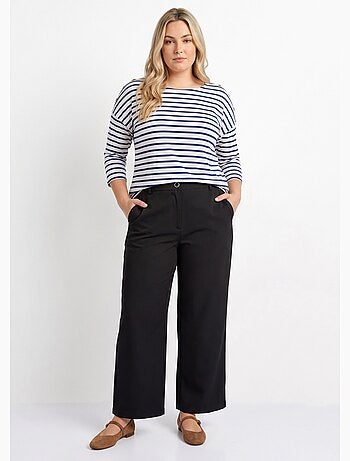 Pantalon large fluide taille élastiquée - afibel