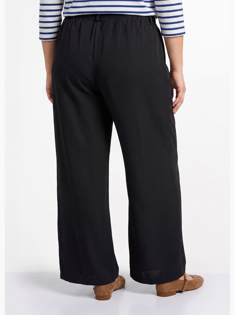 Pantalon large fluide taille élastiquée - afibel Noir - Kiabi