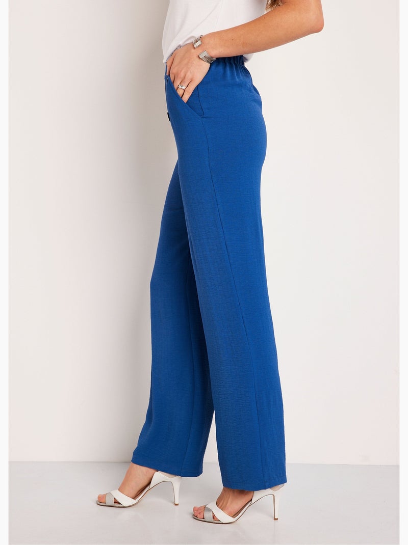 Pantalon Fluide Femme Taille 42 Bleu - Taille Élastiquée - Occasion Très Bon État