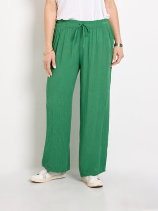 Pantalon large fluide taille élastiquée