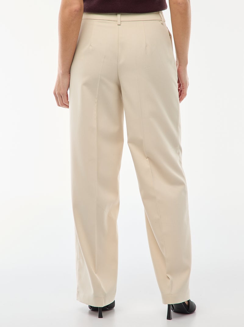 Pantalon large fluide uni Beige - Kiabi
