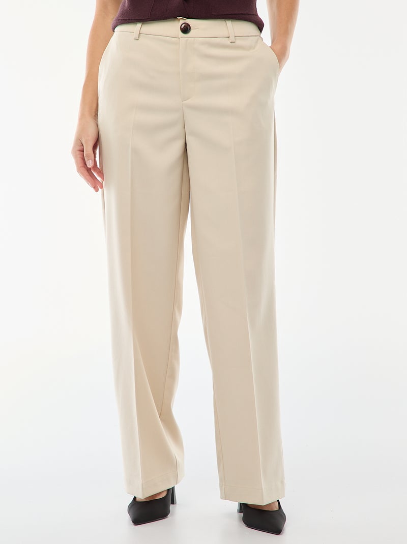 Pantalon large fluide uni Beige - Kiabi