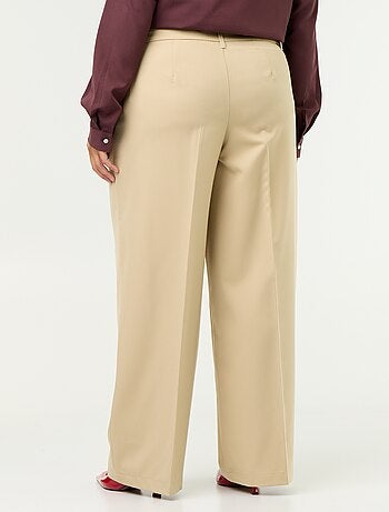 Pantalon large taille haute ceinture et passants