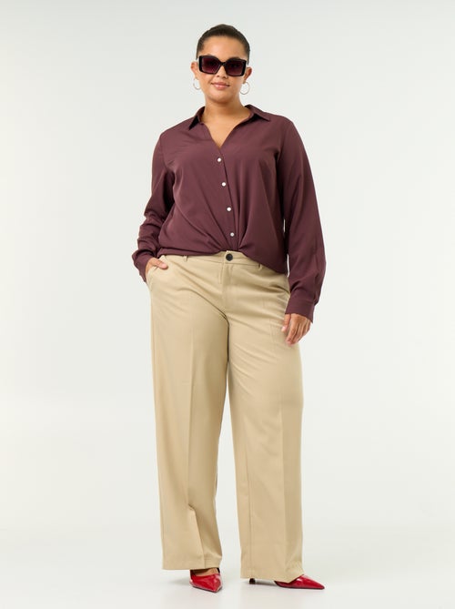 Pantalon large fluide uni - Kiabi