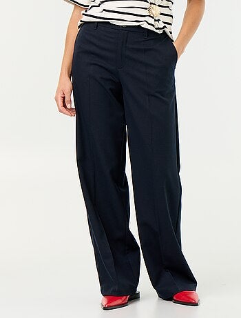 Pantalon large taille haute ceinture et passants