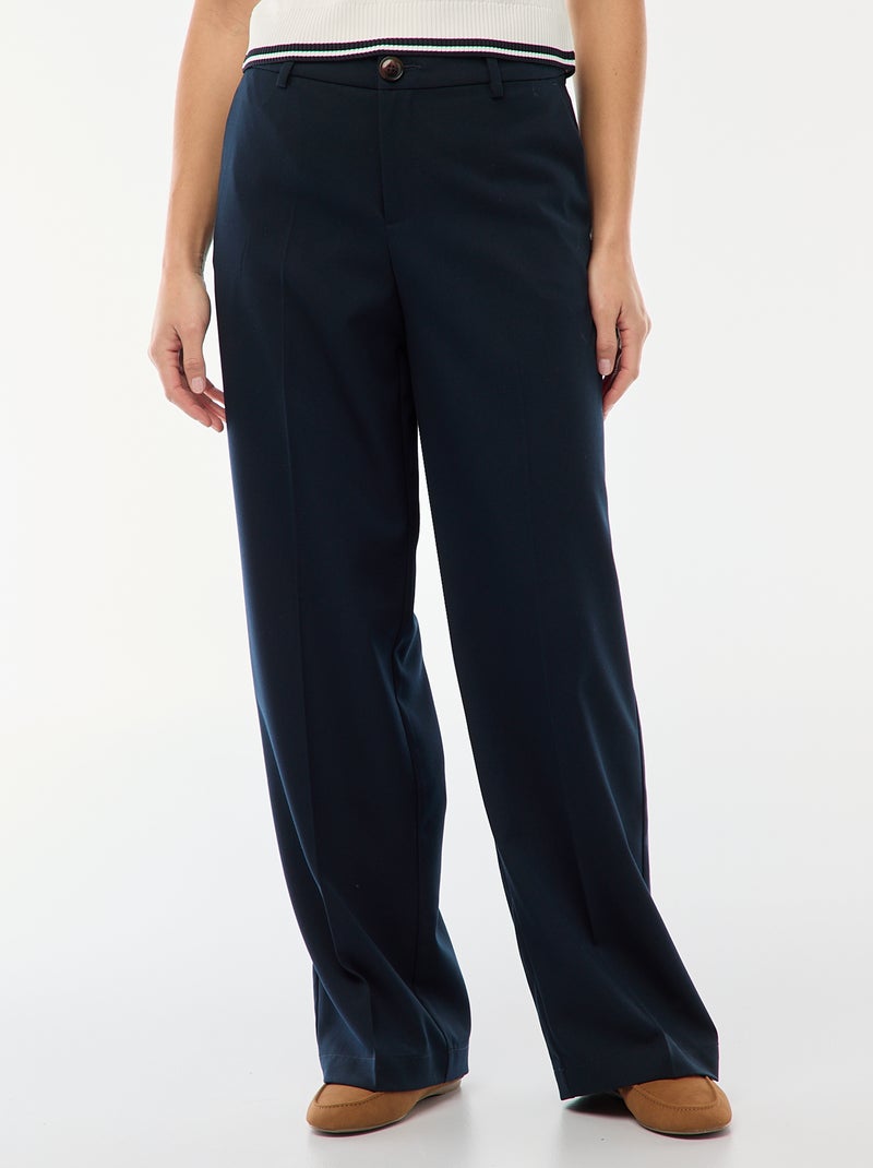 Pantalon large fluide uni Bleu - Kiabi