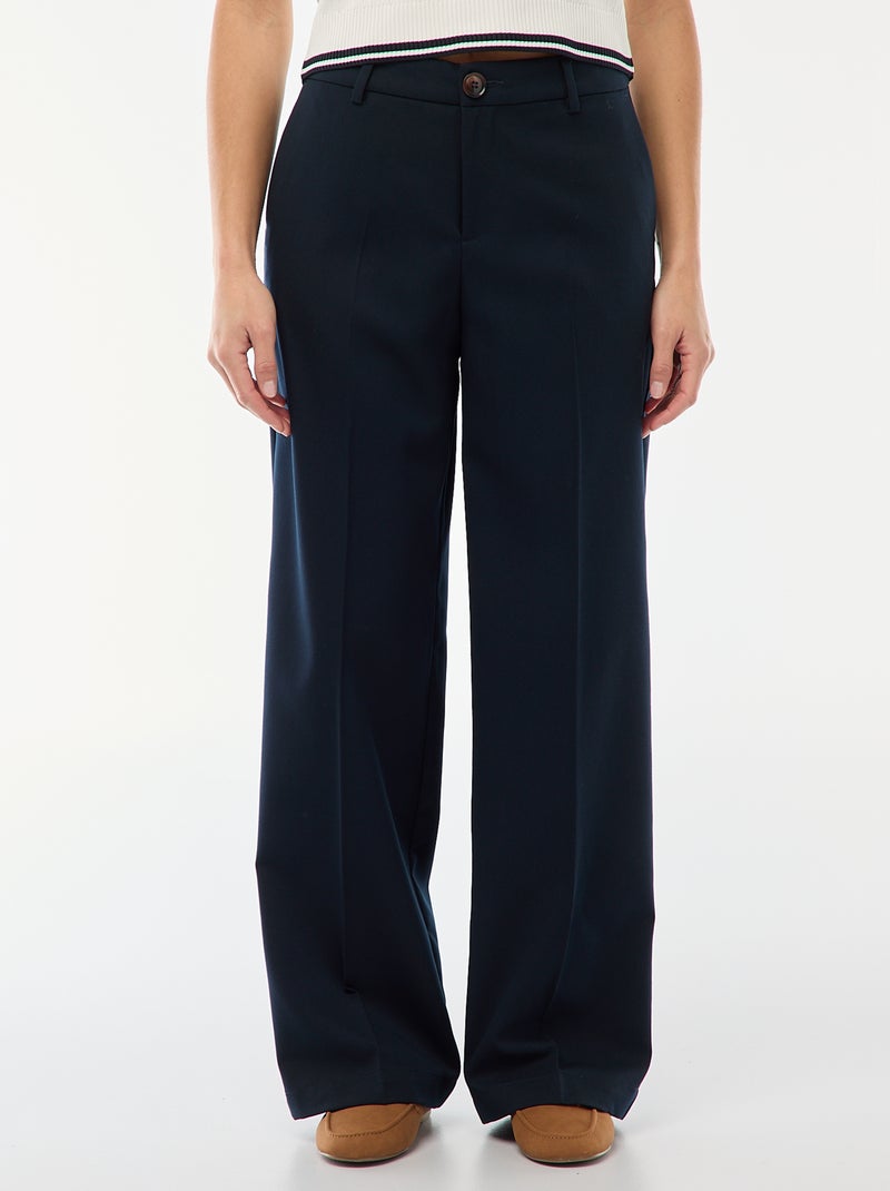 Pantalon large fluide uni Bleu - Kiabi