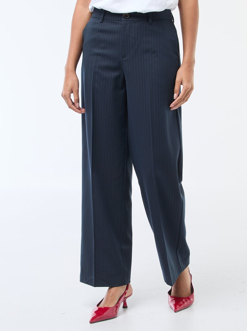 Pantalon large fluide uni Bleu - Kiabi