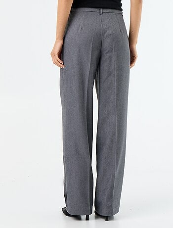 Pantalon large taille haute ceinture et passants