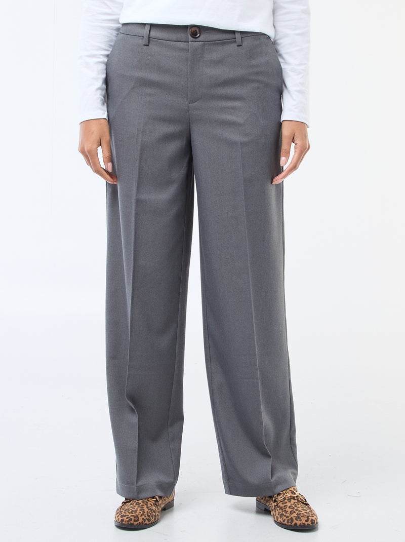 Pantalon large fluide uni Gris - Kiabi