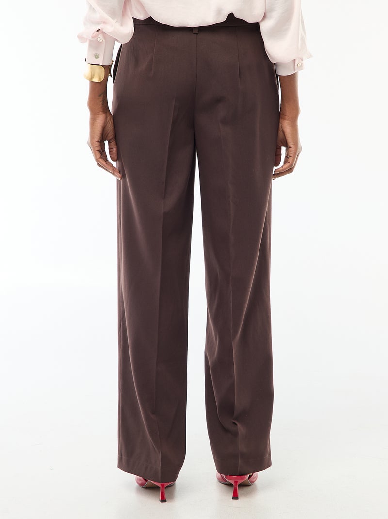 Pantalon large fluide uni Marron - Kiabi