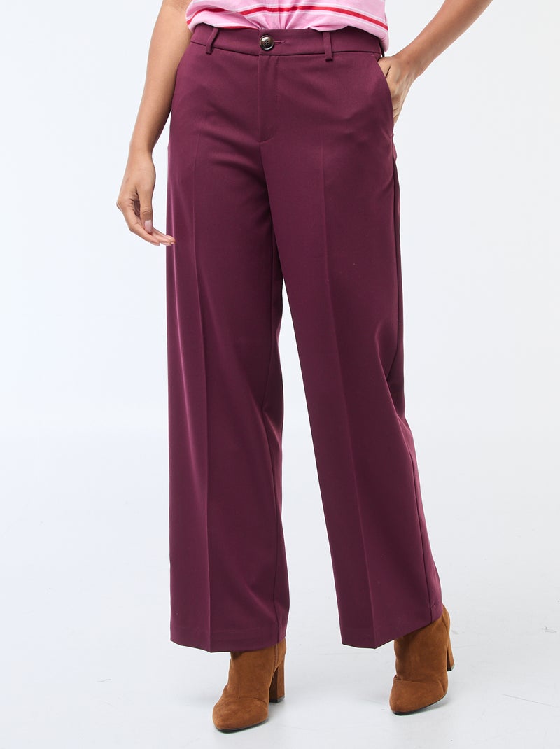 Pantalon large fluide uni Rouge - Kiabi