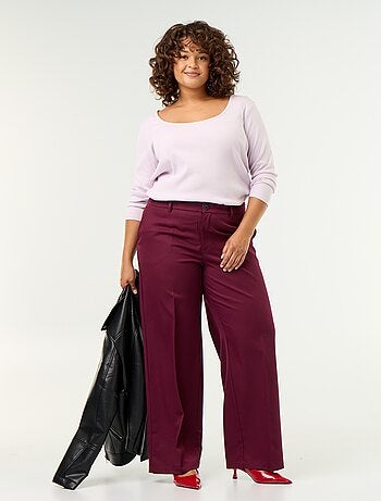 Pantalon large taille haute ceinture et passants