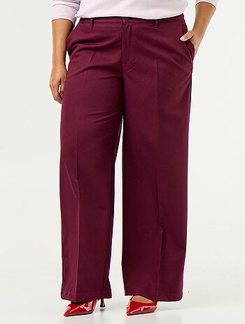 Pantalon large taille haute ceinture et passants