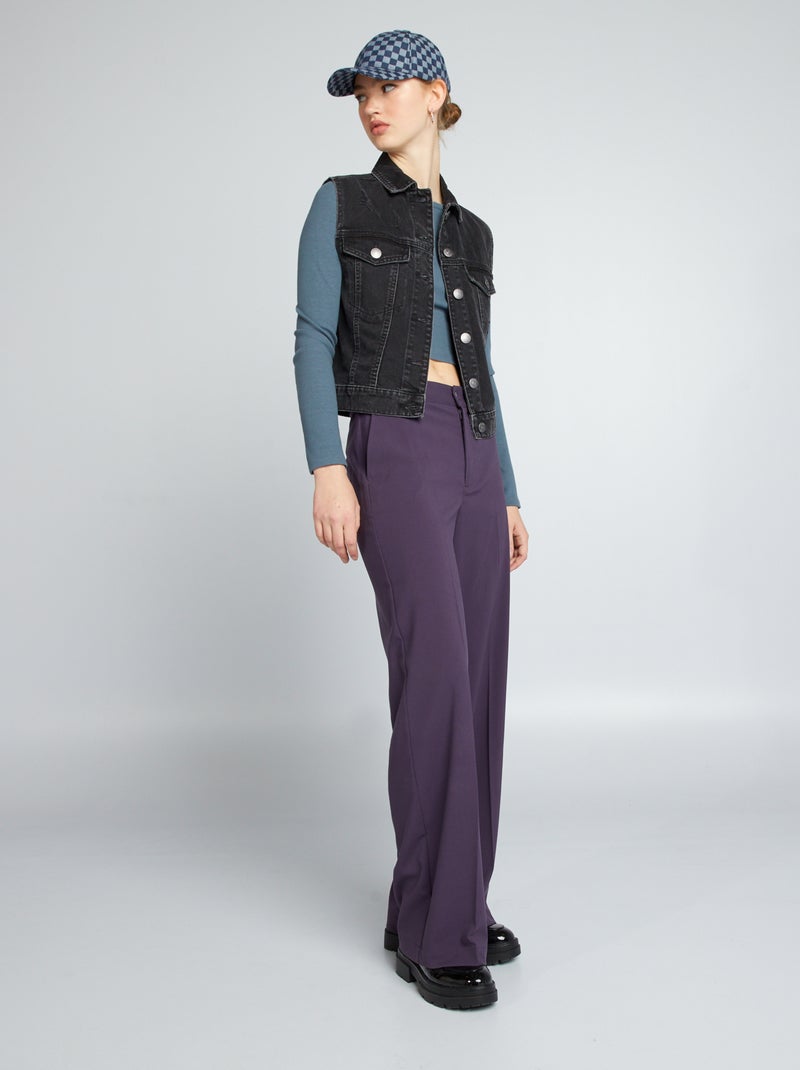 Pantalon large fluide Violet - Kiabi
