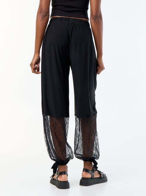 Pantalon large forme ballon avec base en dentelle - Kiabi