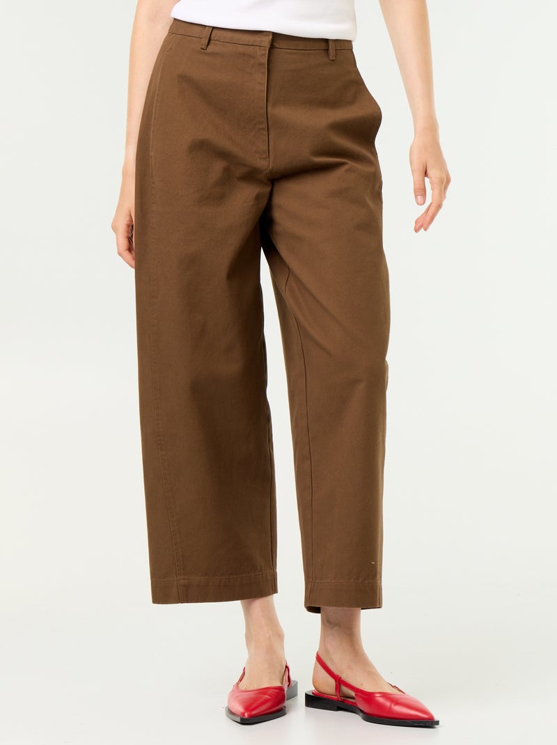 Pantalon large forme barrel Marron - Kiabi
