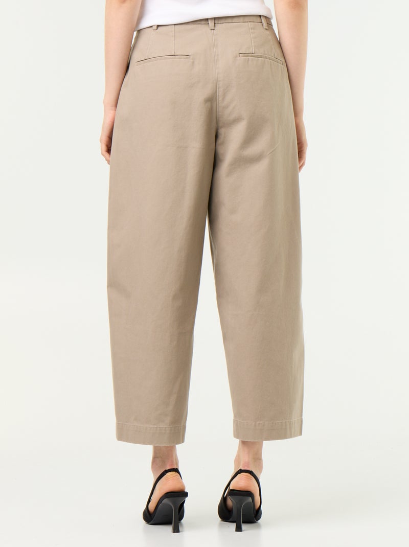 Pantalon large forme barrel Taupe - Kiabi