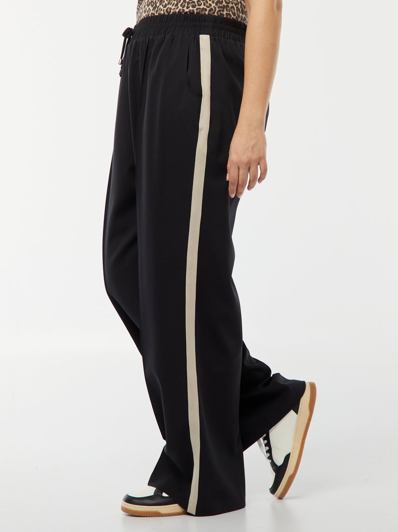 Pantalon large habillé avec bandes contrastantes noir - Kiabi