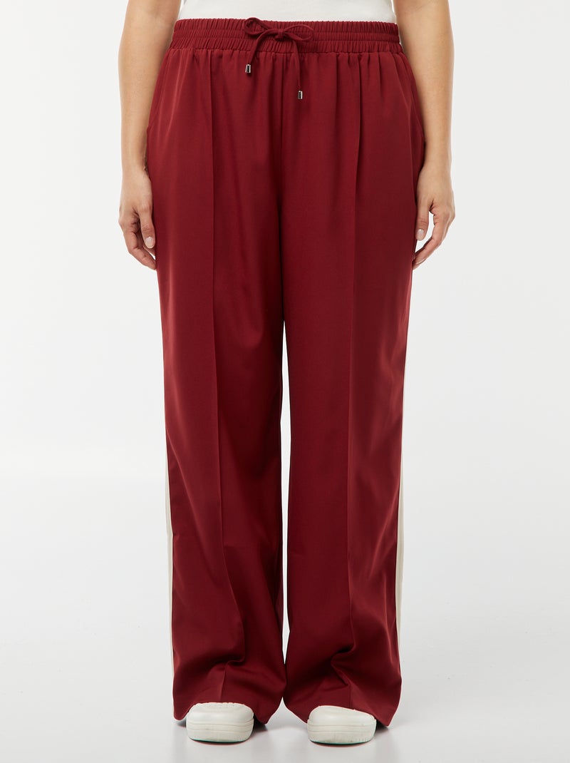 Pantalon large habillé avec bandes contrastantes ROUGE - Kiabi