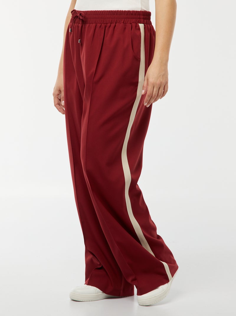 Pantalon large habillé avec bandes contrastantes ROUGE - Kiabi