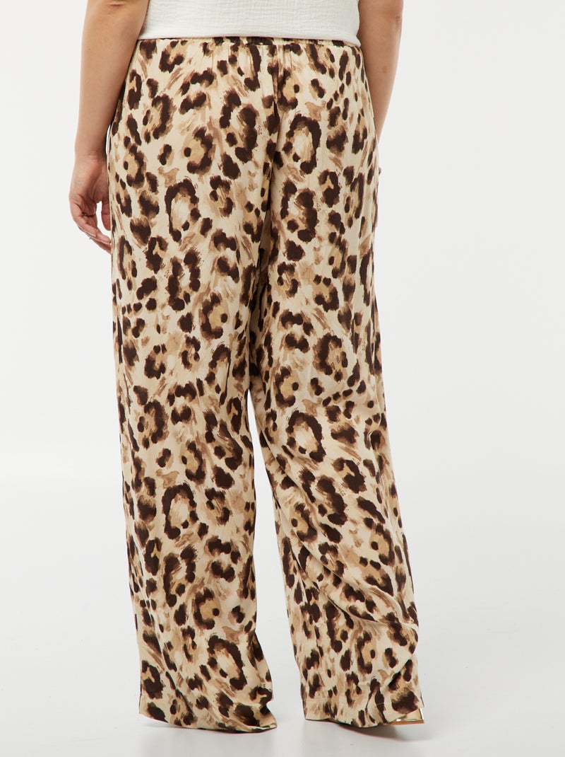 Pantalon large imprimé à la taille élastiquée Marron - Kiabi