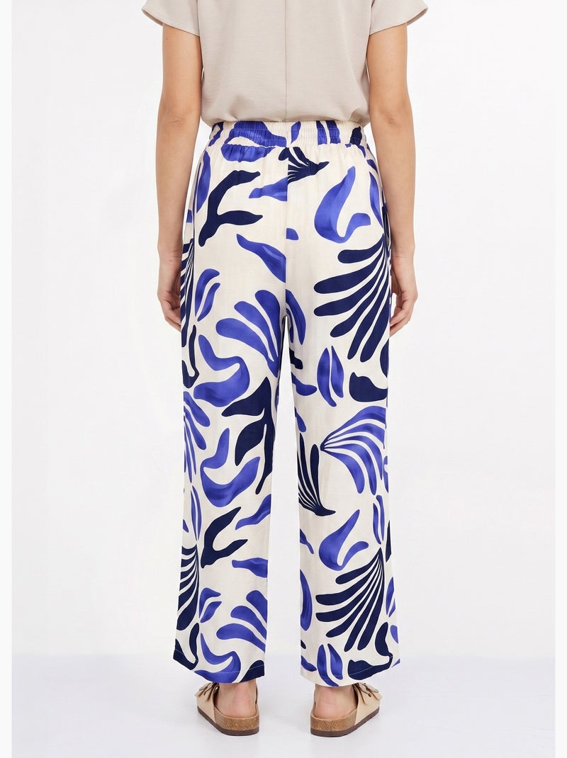 Pantalon large imprimé abstrait - AFIBEL Bleu - Kiabi